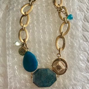Blue stones & goldstone necklace by Chicos